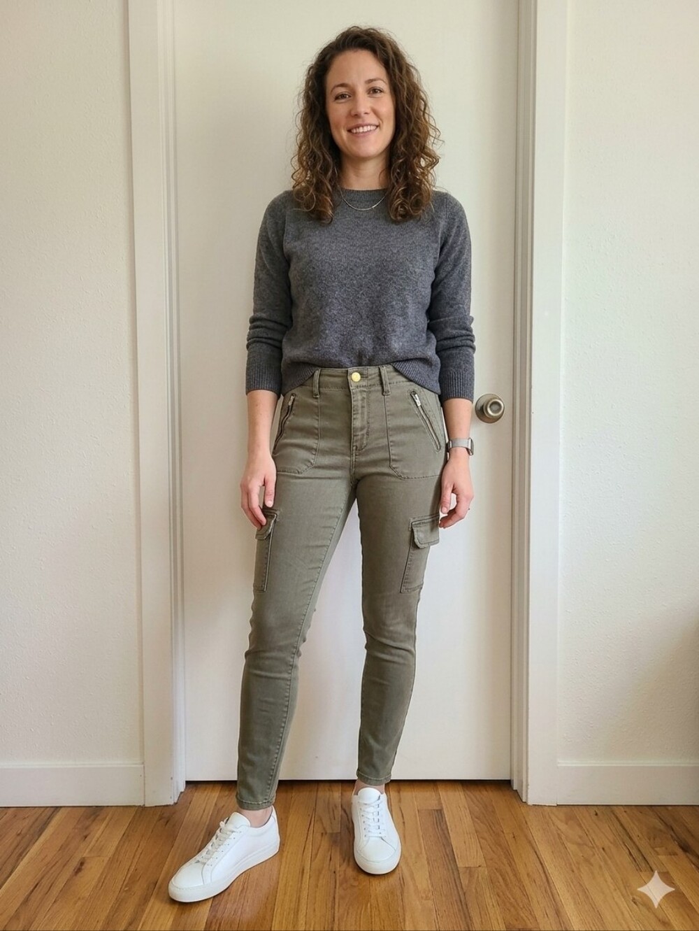 Level 99 Skinny Cargo Zipper Utility Pants in Olive/Army Green Womens Size 27